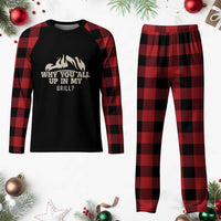 Funny Grilling Plaid Pajama Set Why You All Up In My Grill BBQ Barbecue Smoking - Wonder Print Shop