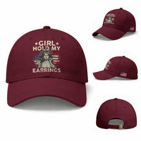 Funny Girl Hold My Earrings Baseball Cap Statue of Liberty American Flag