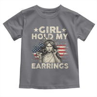 Funny Girl Hold My Earrings Toddler T Shirt Statue of Liberty American Flag - Wonder Print Shop
