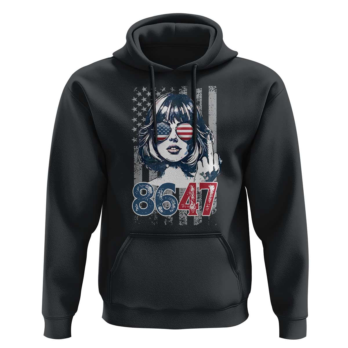 Funny 8647 Impeach 47 Girls American Flag Hoodie - Wonder Print Shop