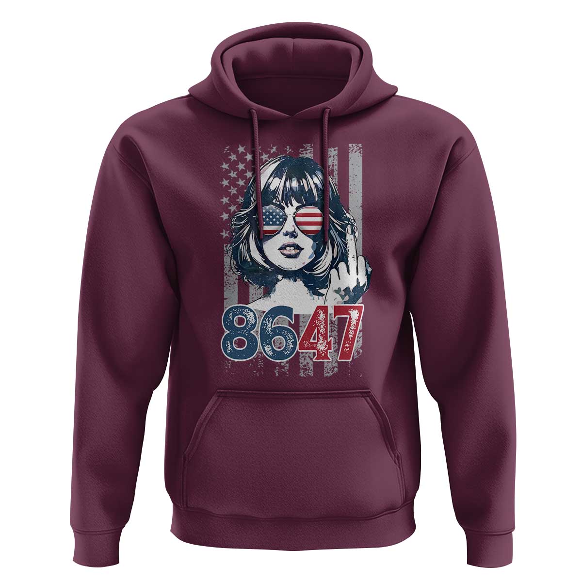 Funny 8647 Impeach 47 Girls American Flag Hoodie - Wonder Print Shop