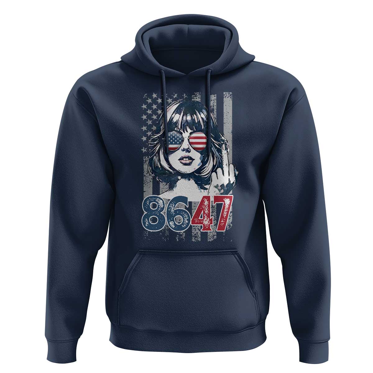 Funny 8647 Impeach 47 Girls American Flag Hoodie - Wonder Print Shop