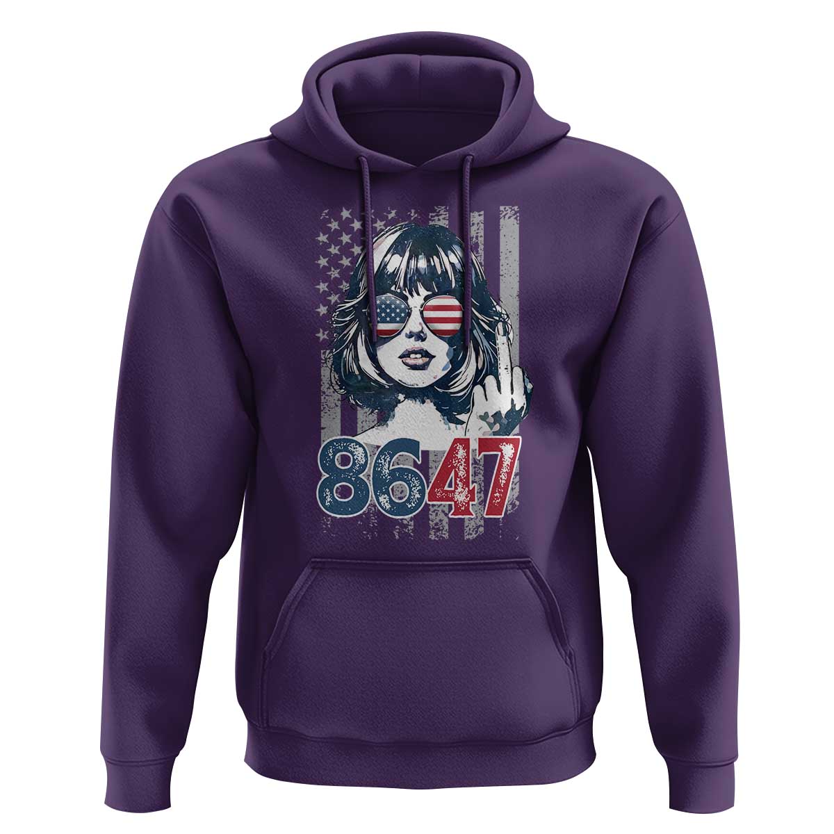 Funny 8647 Impeach 47 Girls American Flag Hoodie - Wonder Print Shop