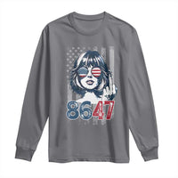 Funny 8647 Impeach 47 Girls American Flag Long Sleeve Shirt - Wonder Print Shop
