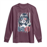Funny 8647 Impeach 47 Girls American Flag Long Sleeve Shirt - Wonder Print Shop