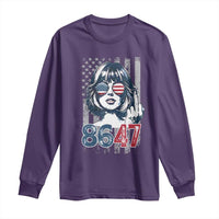 Funny 8647 Impeach 47 Girls American Flag Long Sleeve Shirt - Wonder Print Shop