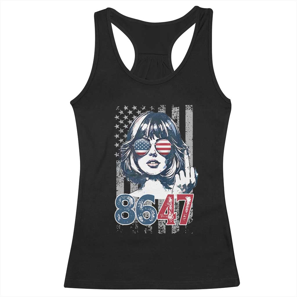Funny 8647 Impeach 47 Girls American Flag Racerback Tank Top - Wonder Print Shop