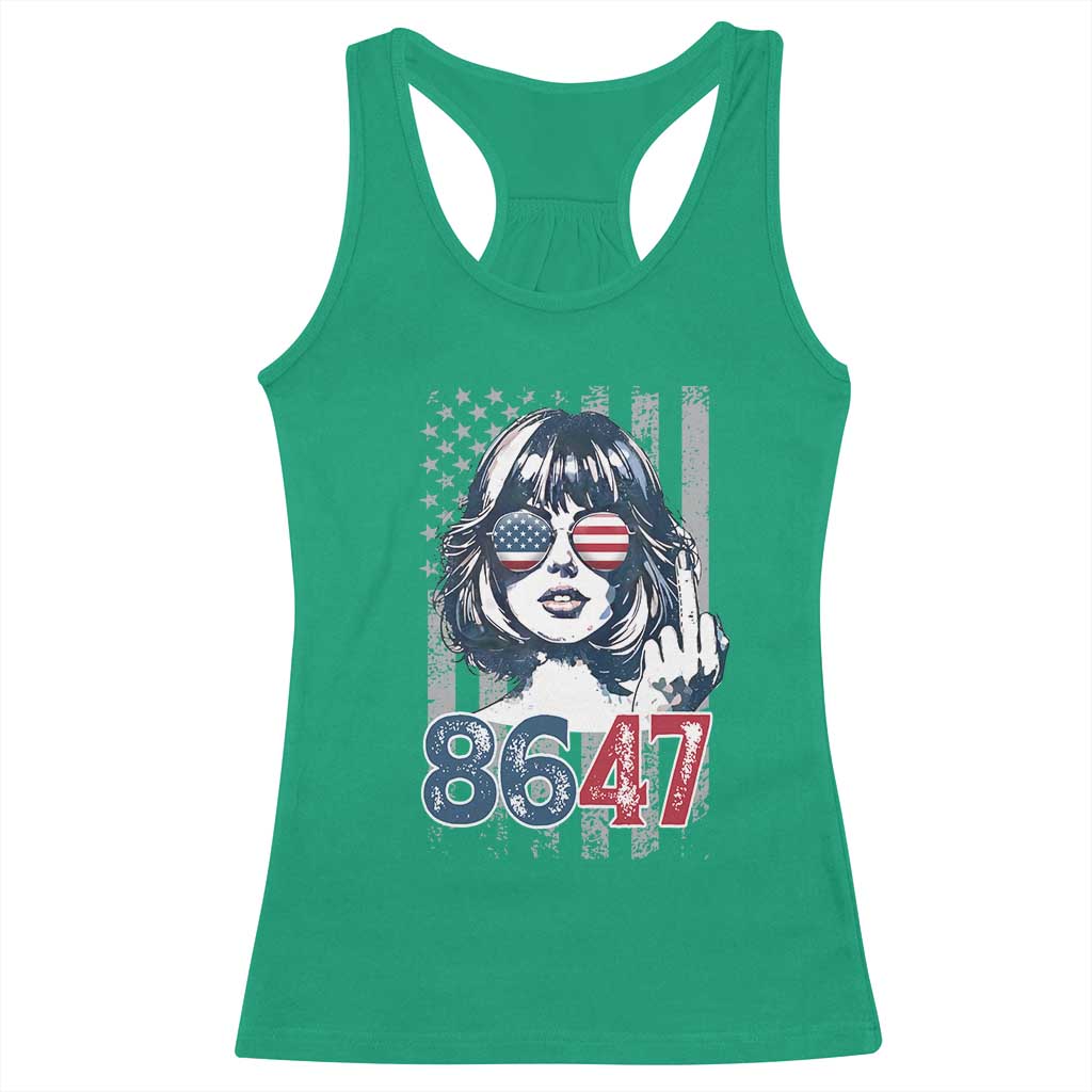 Funny 8647 Impeach 47 Girls American Flag Racerback Tank Top - Wonder Print Shop