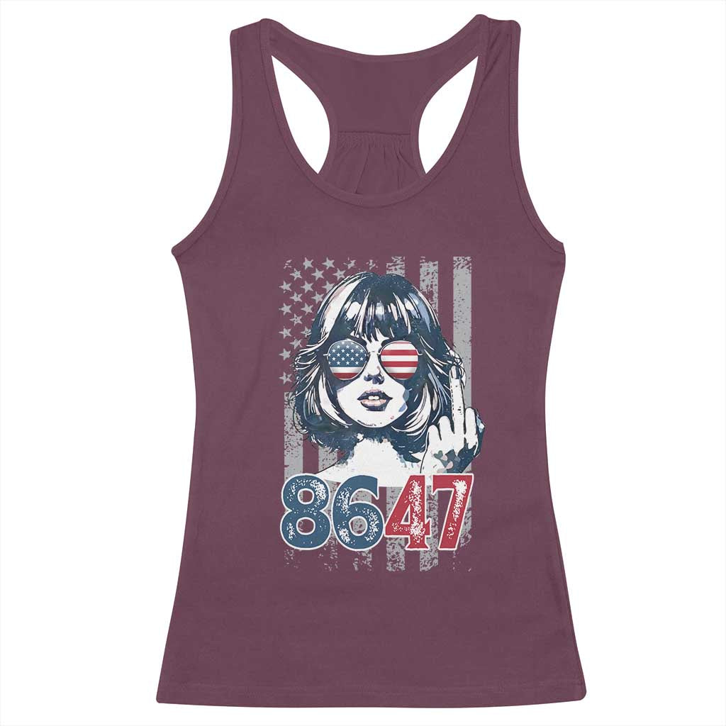 Funny 8647 Impeach 47 Girls American Flag Racerback Tank Top - Wonder Print Shop