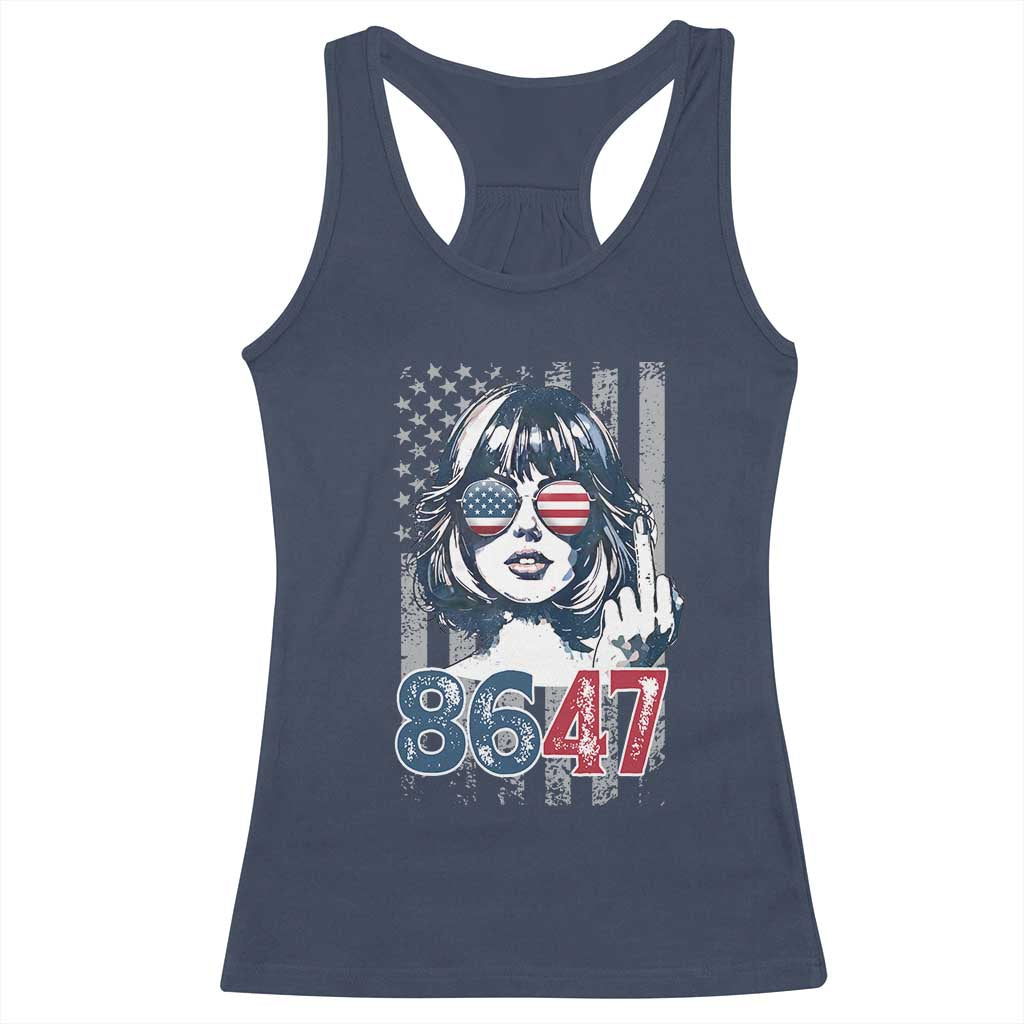 Funny 8647 Impeach 47 Girls American Flag Racerback Tank Top - Wonder Print Shop
