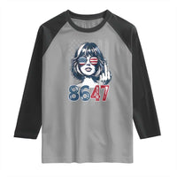 Funny 8647 Impeach 47 Girls American Flag Raglan Shirt - Wonder Print Shop