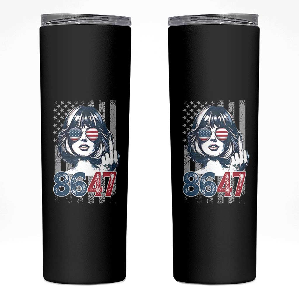 Funny 8647 Impeach 47 Girls American Flag Skinny Tumbler - Wonder Print Shop