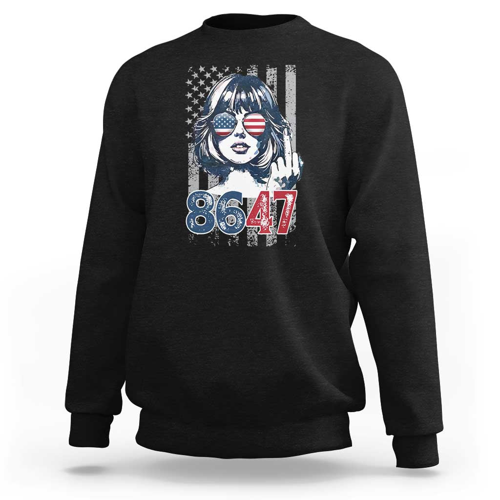 Funny 8647 Impeach 47 Girls American Flag Sweatshirt - Wonder Print Shop