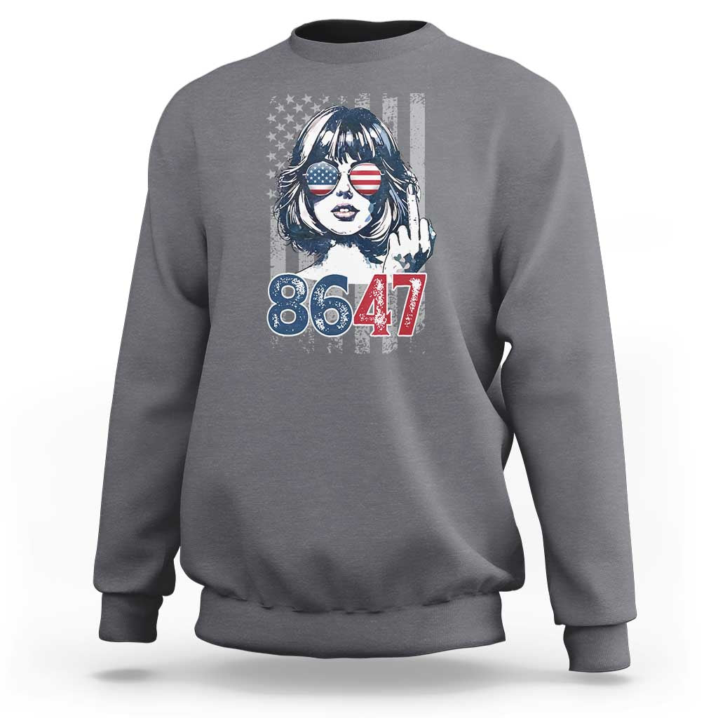 Funny 8647 Impeach 47 Girls American Flag Sweatshirt - Wonder Print Shop