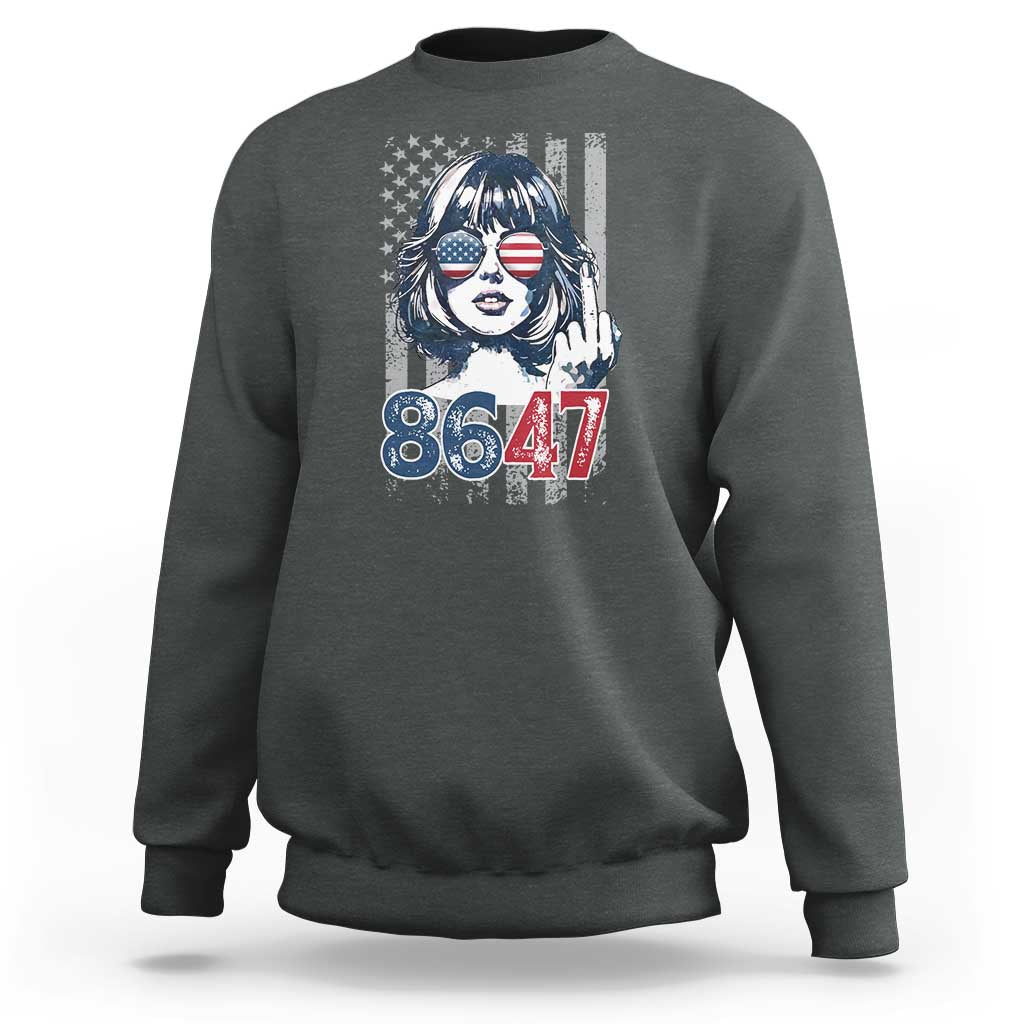 Funny 8647 Impeach 47 Girls American Flag Sweatshirt - Wonder Print Shop