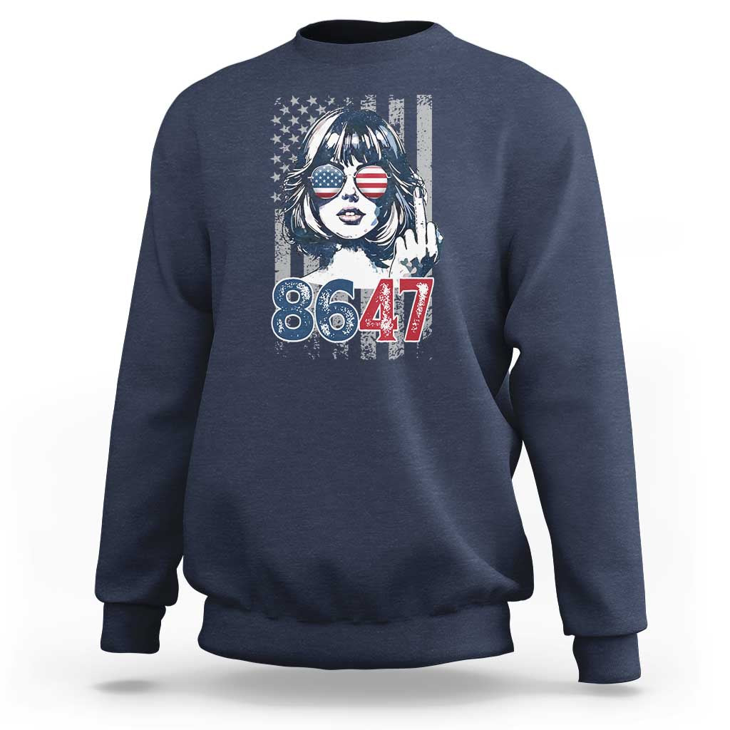 Funny 8647 Impeach 47 Girls American Flag Sweatshirt - Wonder Print Shop