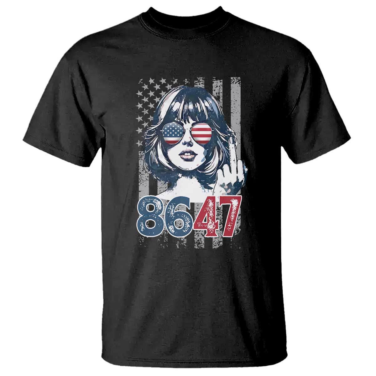 Funny 8647 Impeach 47 Girls American Flag T Shirt - Wonder Print Shop