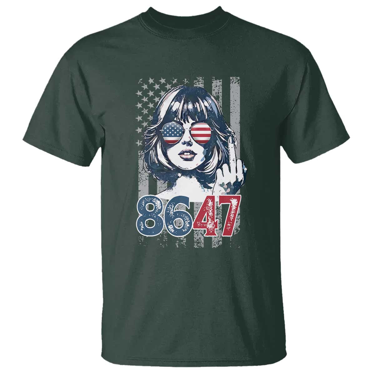 Funny 8647 Impeach 47 Girls American Flag T Shirt - Wonder Print Shop