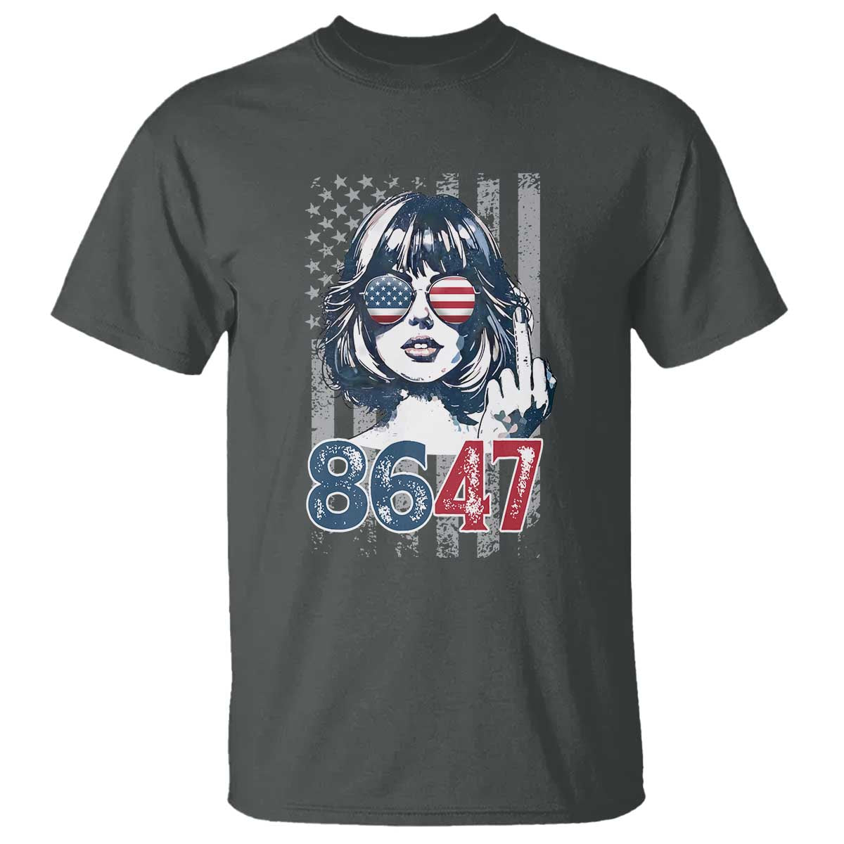 Funny 8647 Impeach 47 Girls American Flag T Shirt - Wonder Print Shop
