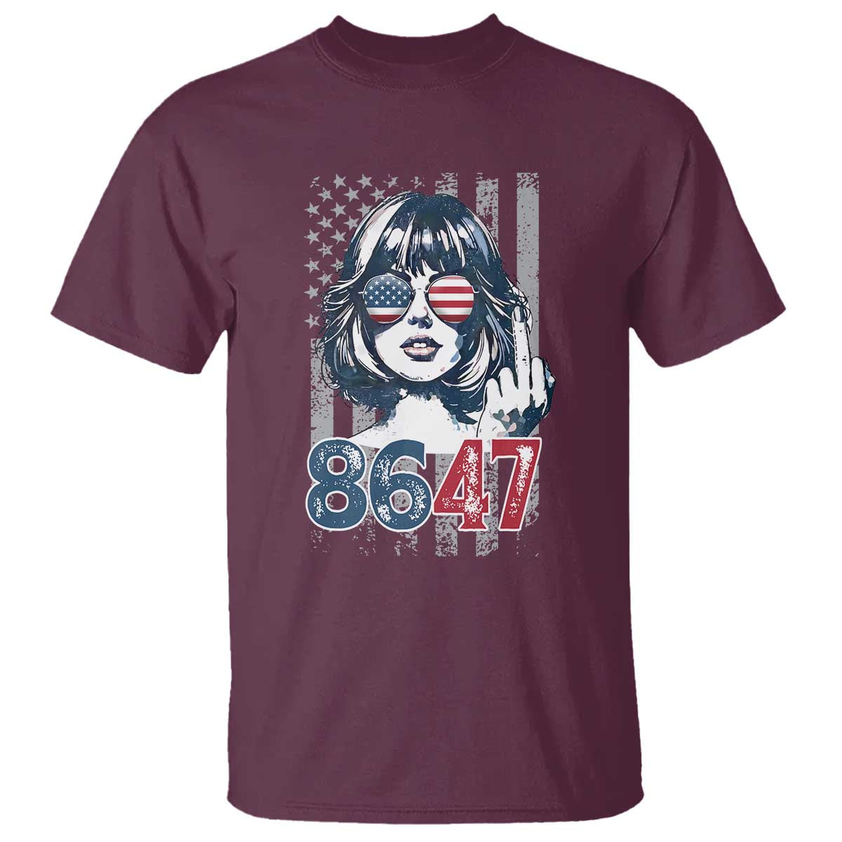 Funny 8647 Impeach 47 Girls American Flag T Shirt - Wonder Print Shop