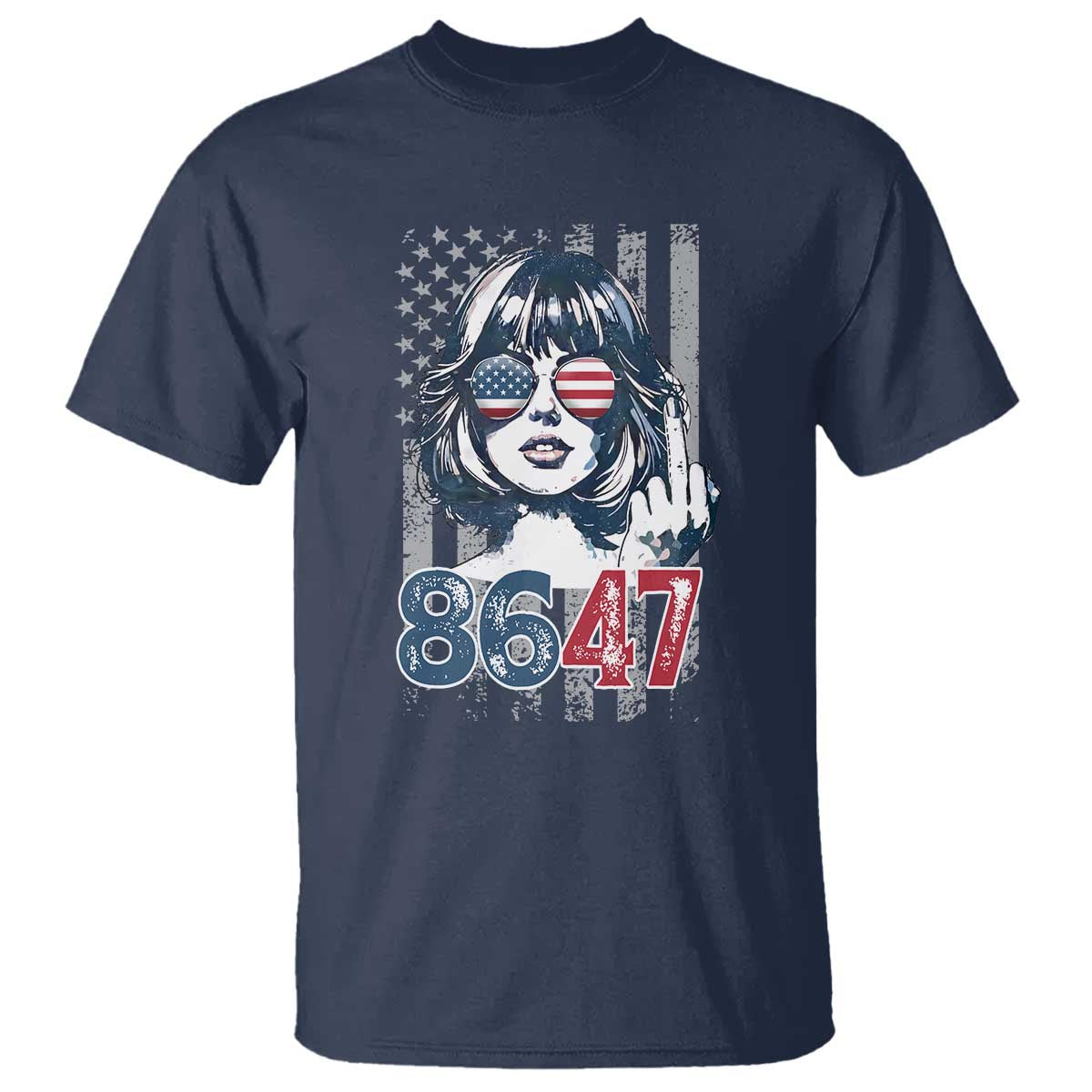 Funny 8647 Impeach 47 Girls American Flag T Shirt - Wonder Print Shop