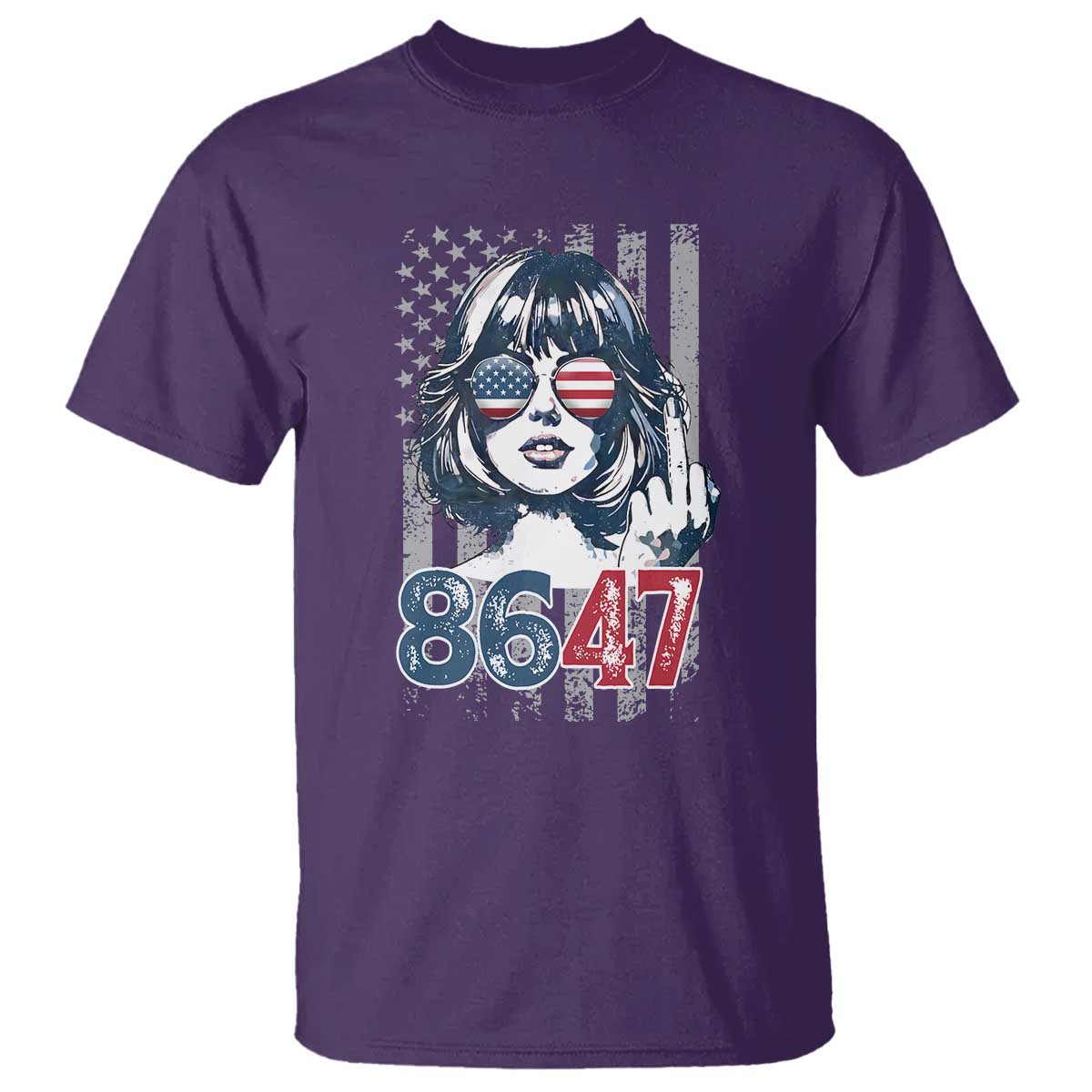 Funny 8647 Impeach 47 Girls American Flag T Shirt - Wonder Print Shop