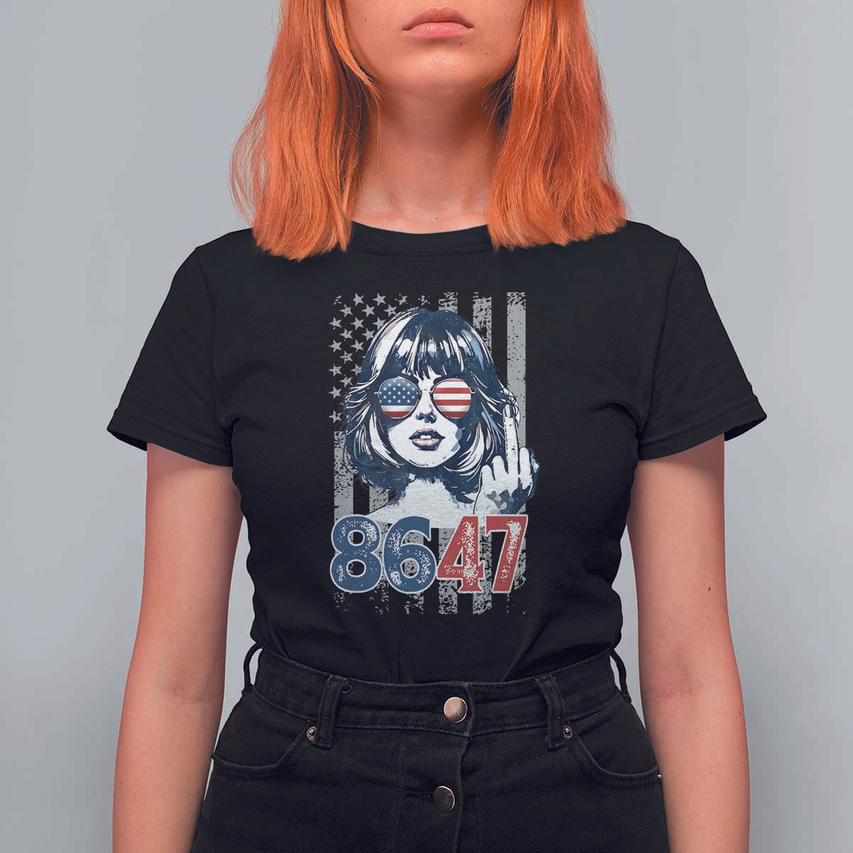 Funny 8647 Impeach 47 Girls American Flag T Shirt For Women - Wonder Print Shop