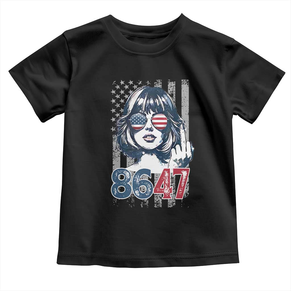 Funny 8647 Impeach 47 Girls American Flag Toddler T Shirt - Wonder Print Shop