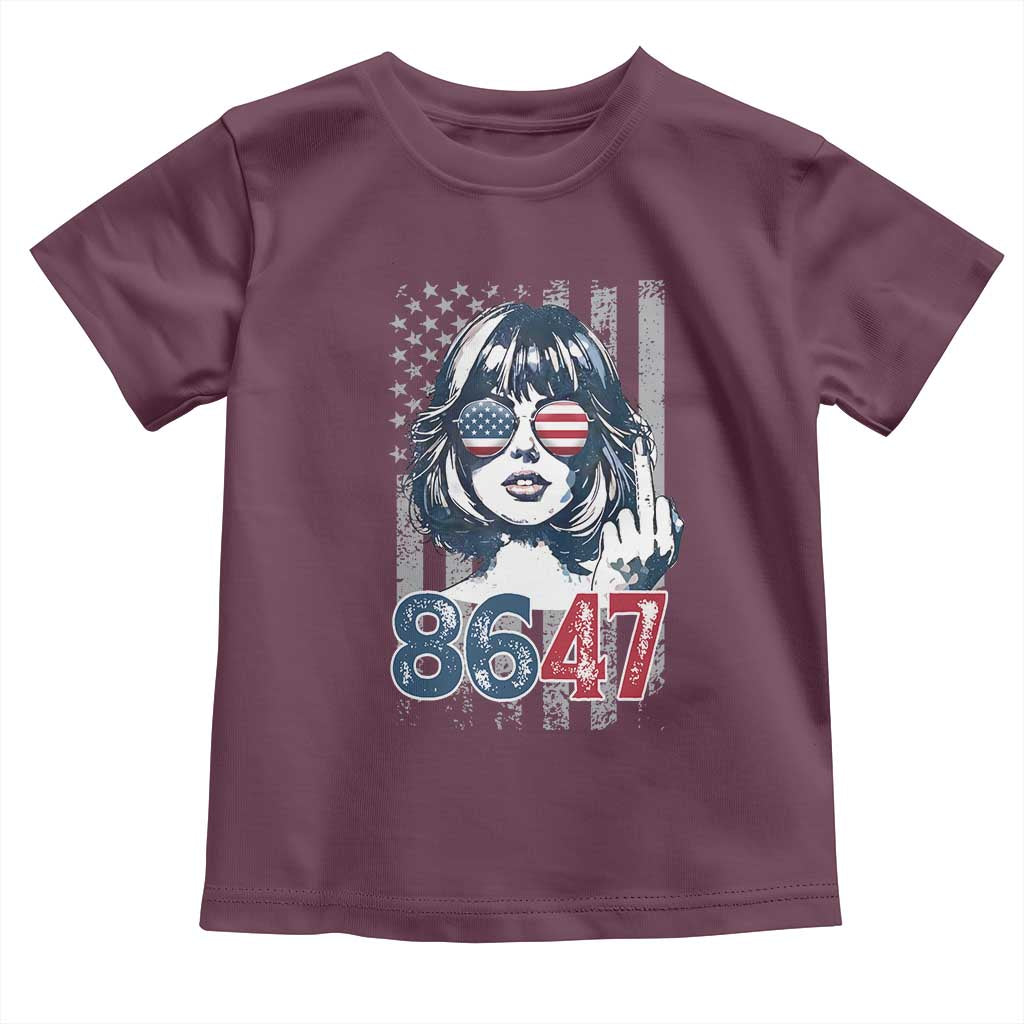 Funny 8647 Impeach 47 Girls American Flag Toddler T Shirt - Wonder Print Shop