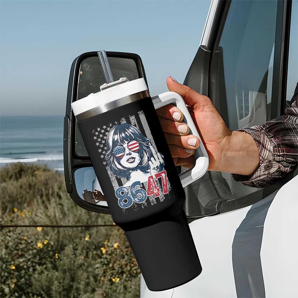 Funny 8647 Impeach 47 Girls American Flag Tumbler With Handle - Wonder Print Shop