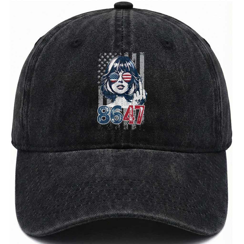 Funny 8647 Impeach 47 Girls American Flag Washed Cotton Baseball Cap