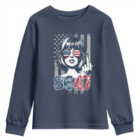 Funny 8647 Impeach 47 Girls American Flag Youth Sweatshirt - Wonder Print Shop