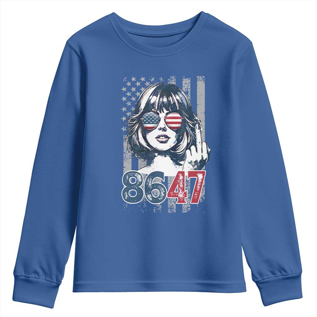 Funny 8647 Impeach 47 Girls American Flag Youth Sweatshirt - Wonder Print Shop