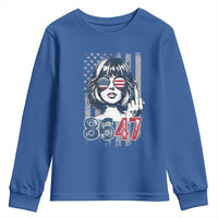 Funny 8647 Impeach 47 Girls American Flag Youth Sweatshirt - Wonder Print Shop