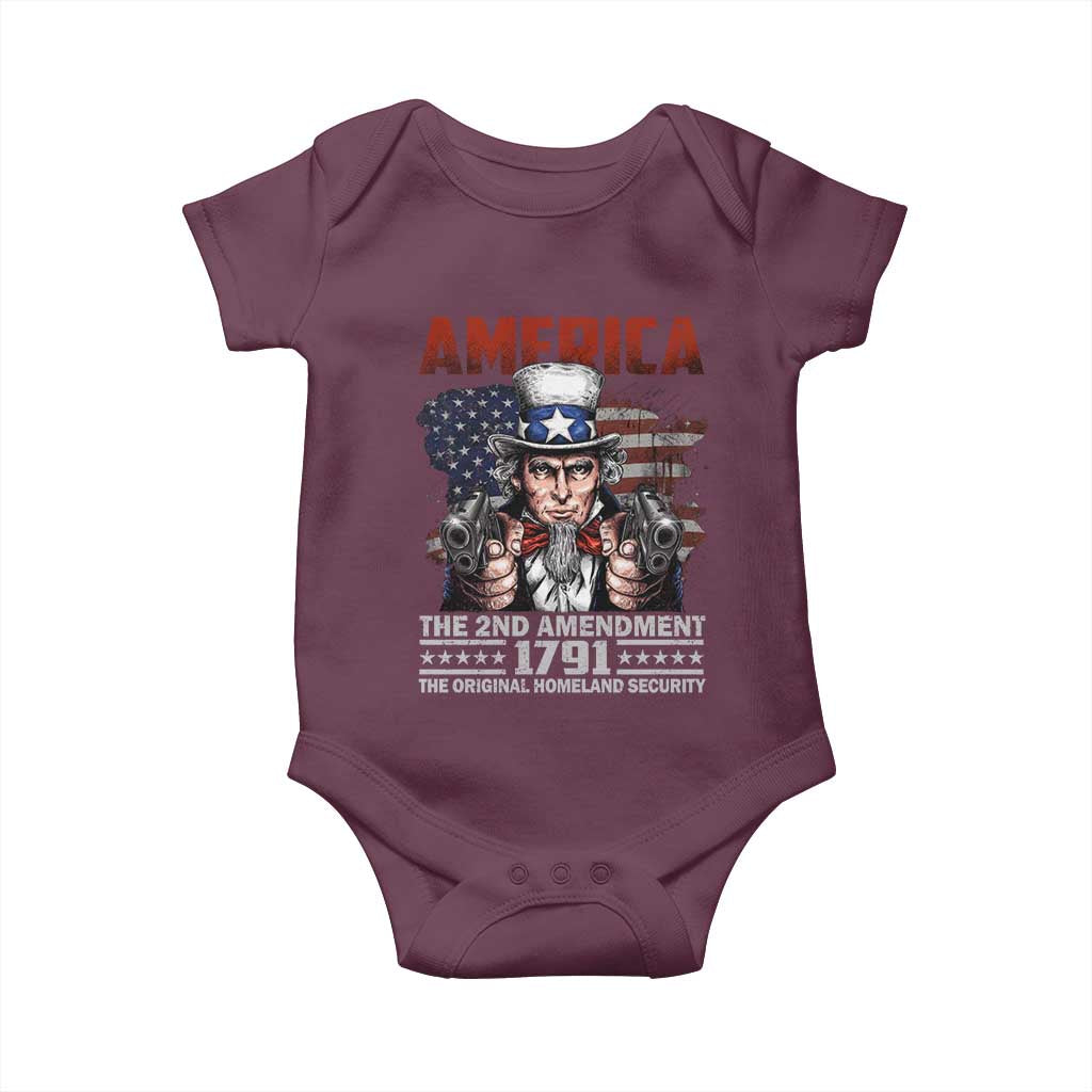 Funny The 2nd Amendment Uncle Sam Baby Onesie America The Original Homeland Security - Wonder Print Shop