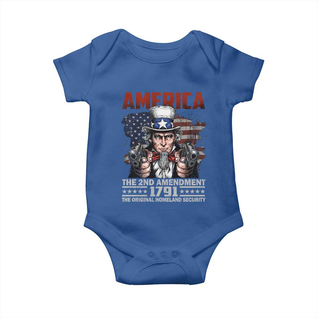 Funny The 2nd Amendment Uncle Sam Baby Onesie America The Original Homeland Security - Wonder Print Shop