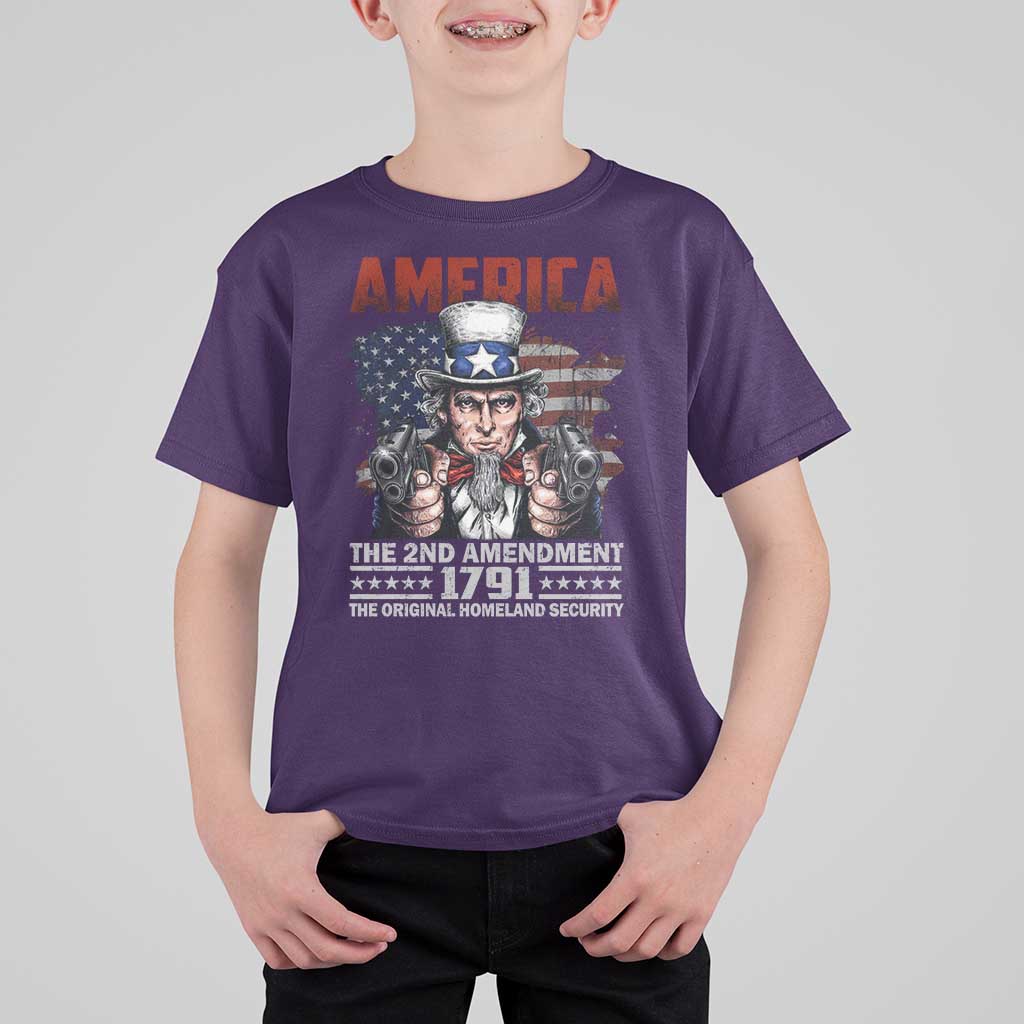 Funny The 2nd Amendment Uncle Sam T Shirt For Kid America The Original Homeland Security - Wonder Print Shop