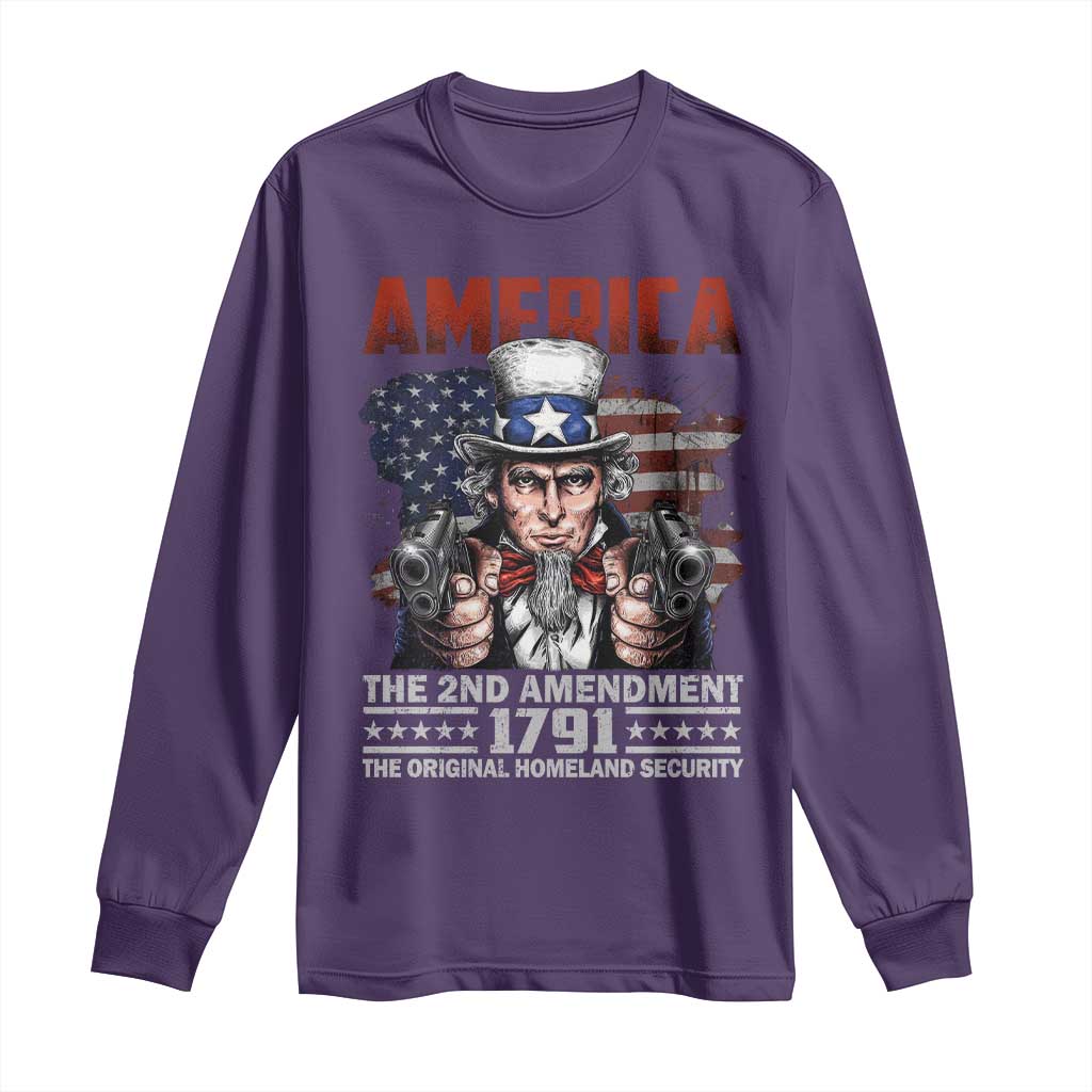 Funny The 2nd Amendment Uncle Sam Long Sleeve Shirt America The Original Homeland Security - Wonder Print Shop