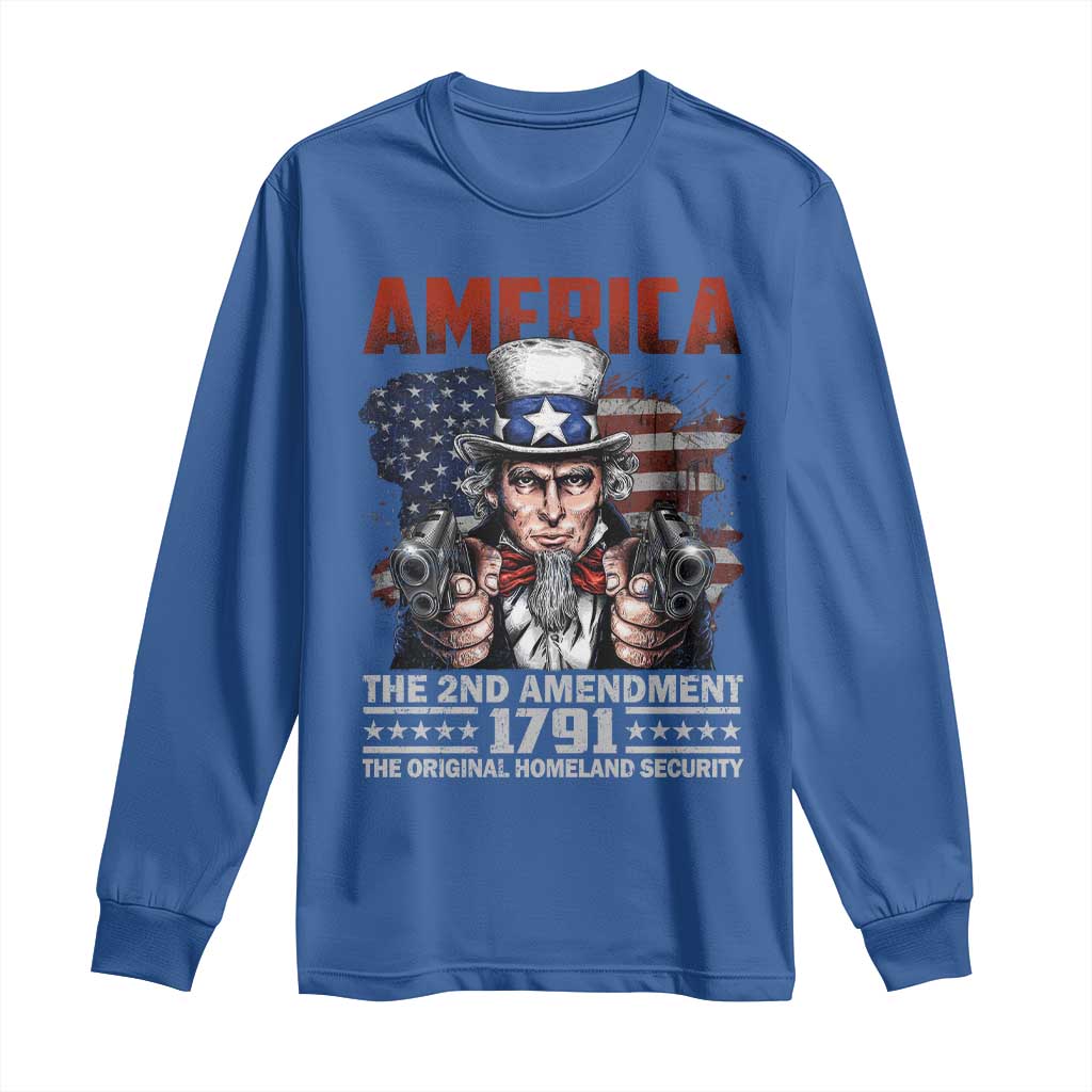 Funny The 2nd Amendment Uncle Sam Long Sleeve Shirt America The Original Homeland Security - Wonder Print Shop