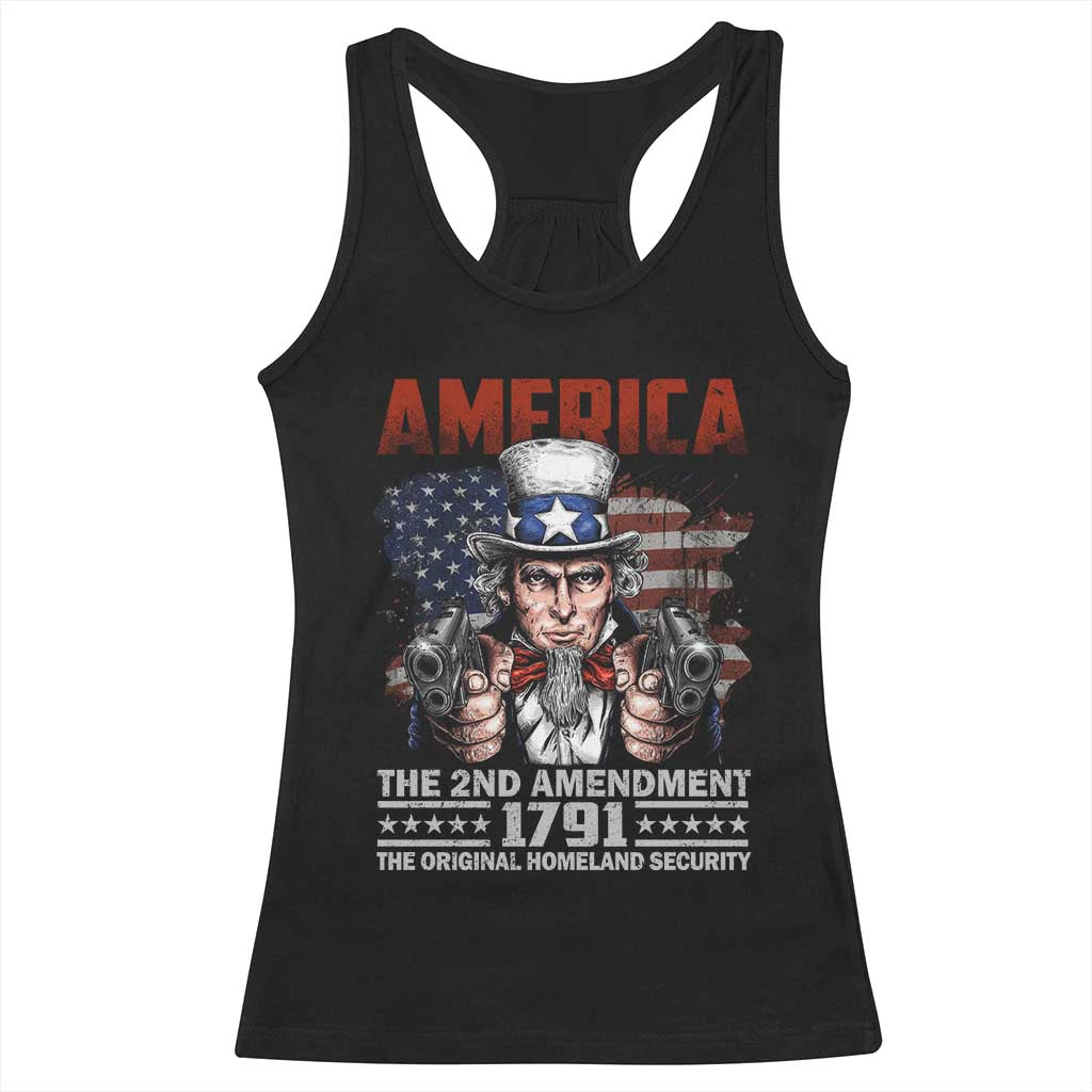 Funny The 2nd Amendment Uncle Sam Racerback Tank Top America The Original Homeland Security - Wonder Print Shop
