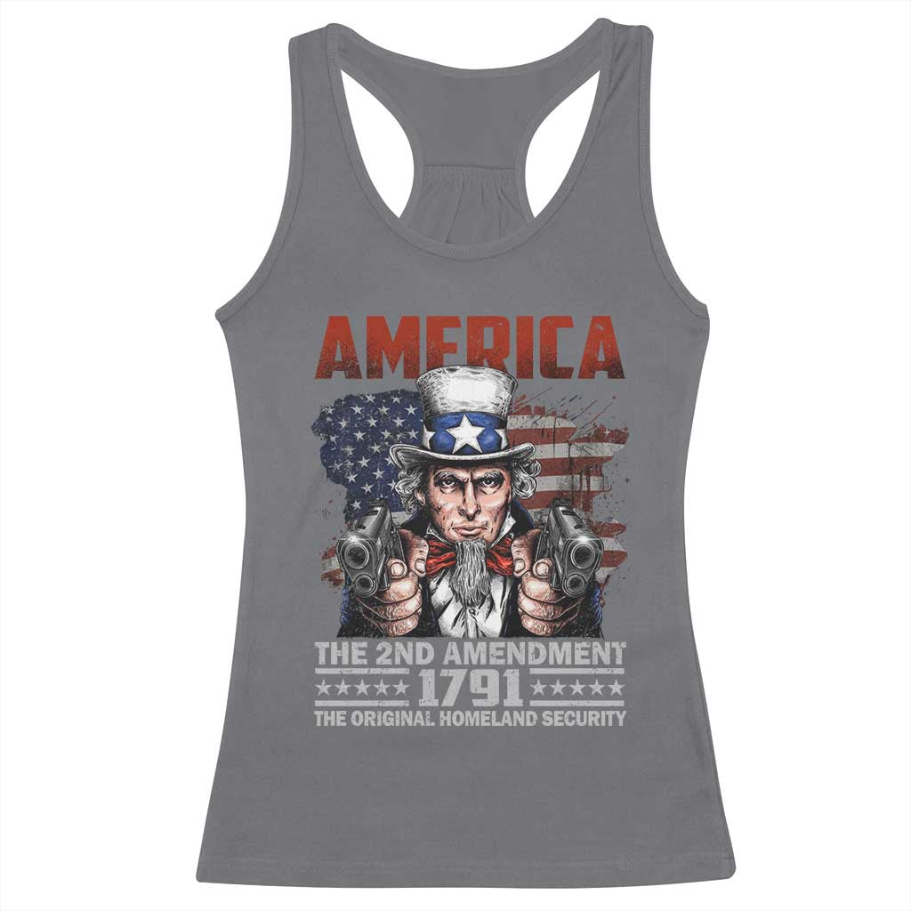 Funny The 2nd Amendment Uncle Sam Racerback Tank Top America The Original Homeland Security - Wonder Print Shop