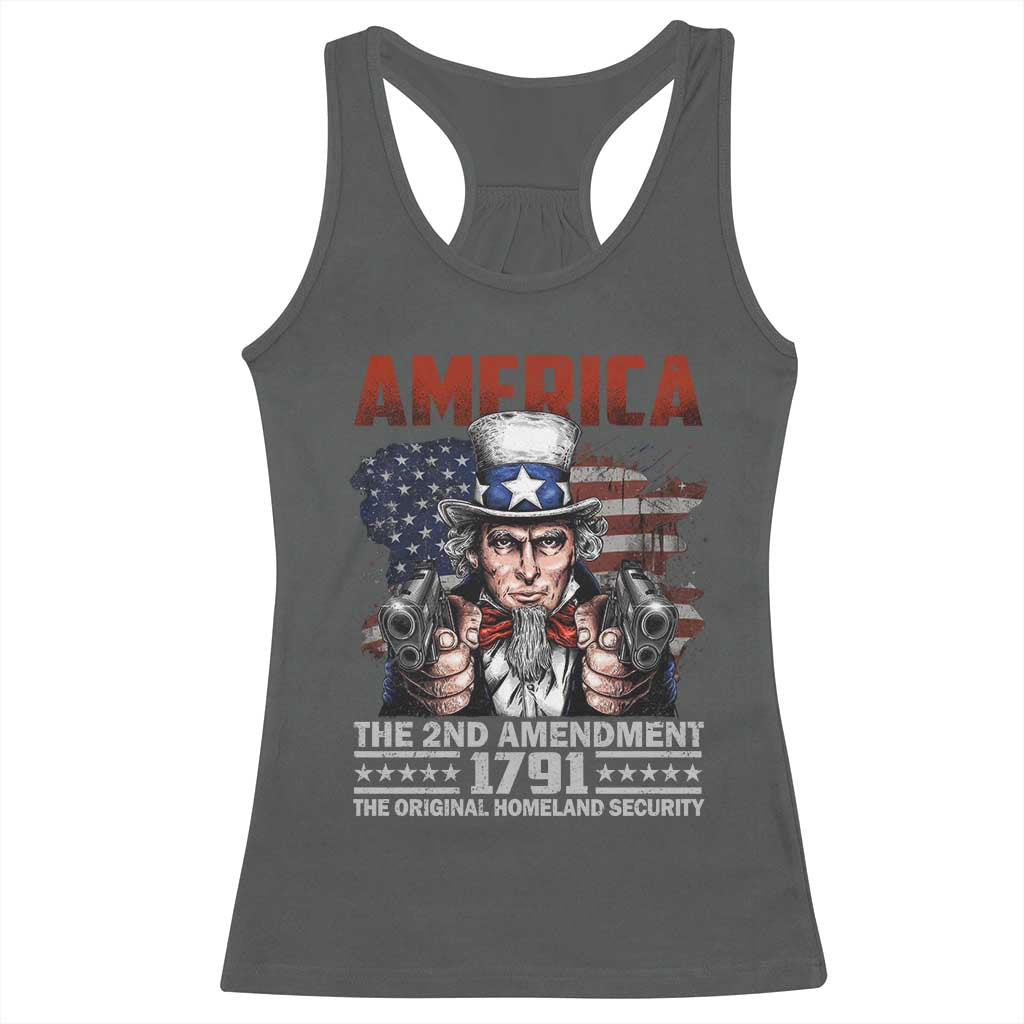 Funny The 2nd Amendment Uncle Sam Racerback Tank Top America The Original Homeland Security - Wonder Print Shop