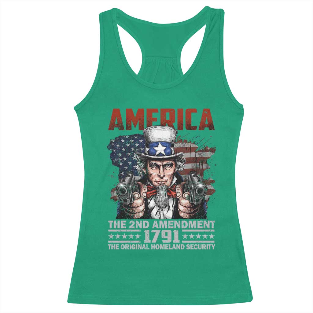 Funny The 2nd Amendment Uncle Sam Racerback Tank Top America The Original Homeland Security - Wonder Print Shop