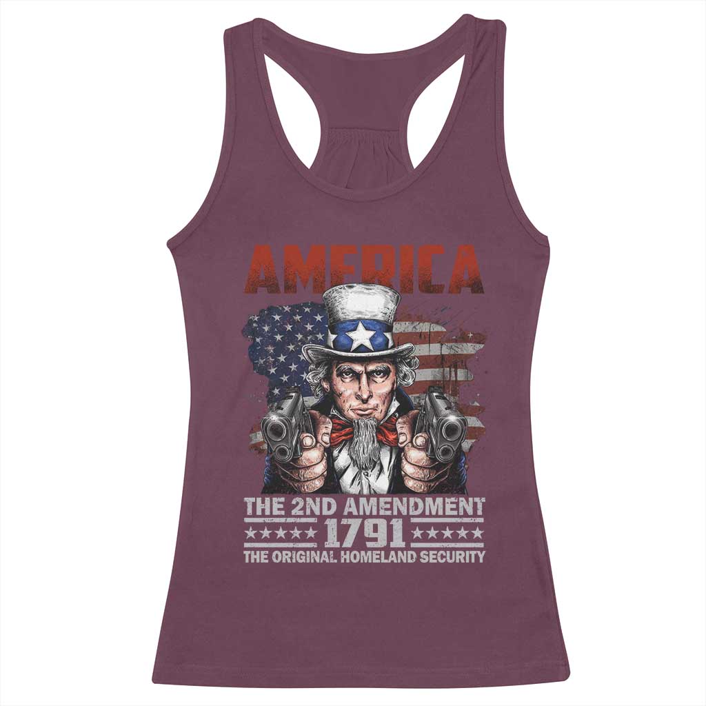 Funny The 2nd Amendment Uncle Sam Racerback Tank Top America The Original Homeland Security - Wonder Print Shop