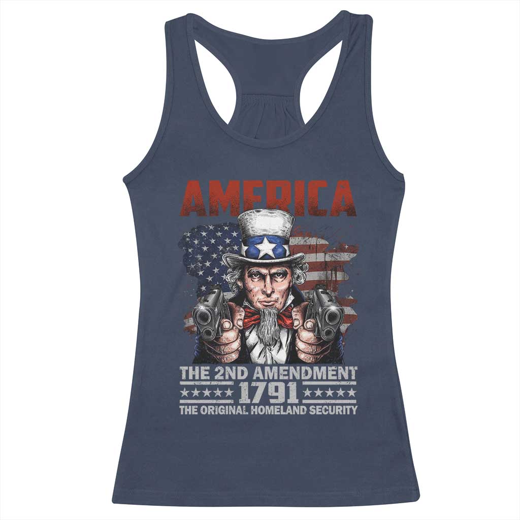 Funny The 2nd Amendment Uncle Sam Racerback Tank Top America The Original Homeland Security - Wonder Print Shop