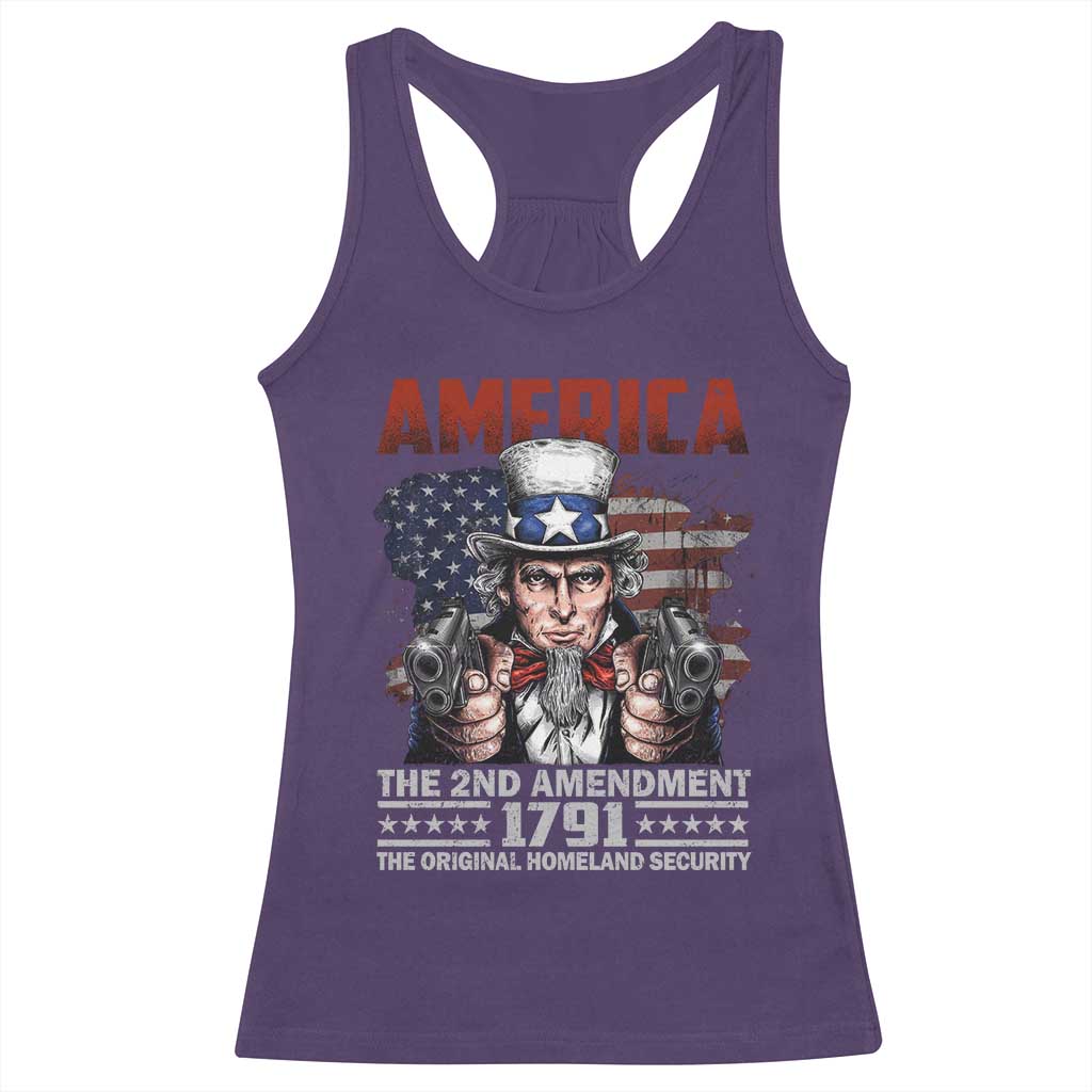 Funny The 2nd Amendment Uncle Sam Racerback Tank Top America The Original Homeland Security - Wonder Print Shop