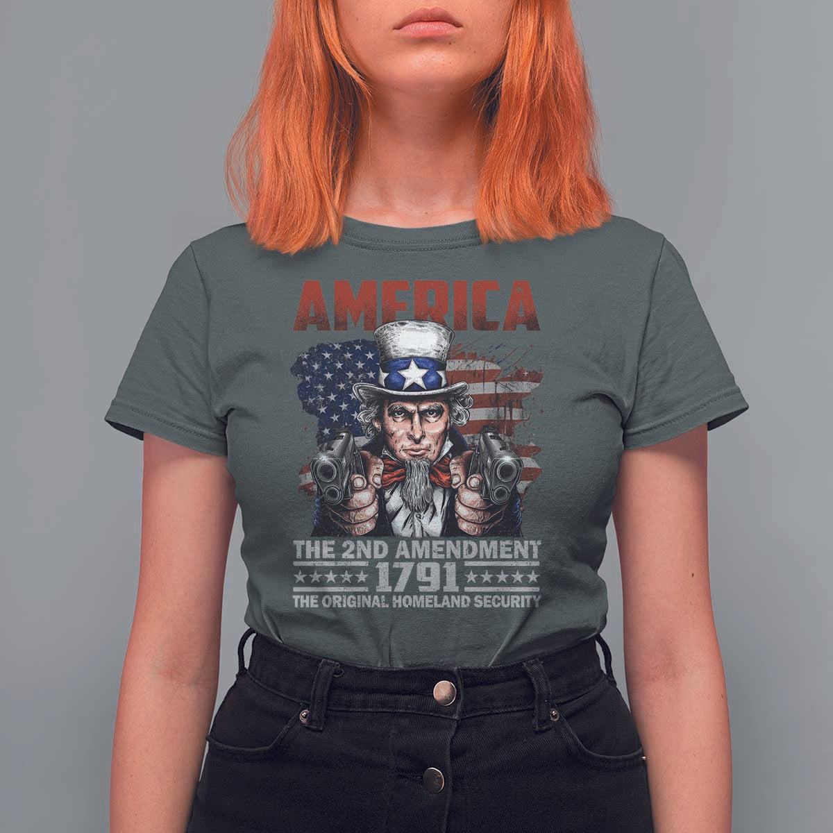 Funny The 2nd Amendment Uncle Sam T Shirt For Women America The Original Homeland Security - Wonder Print Shop