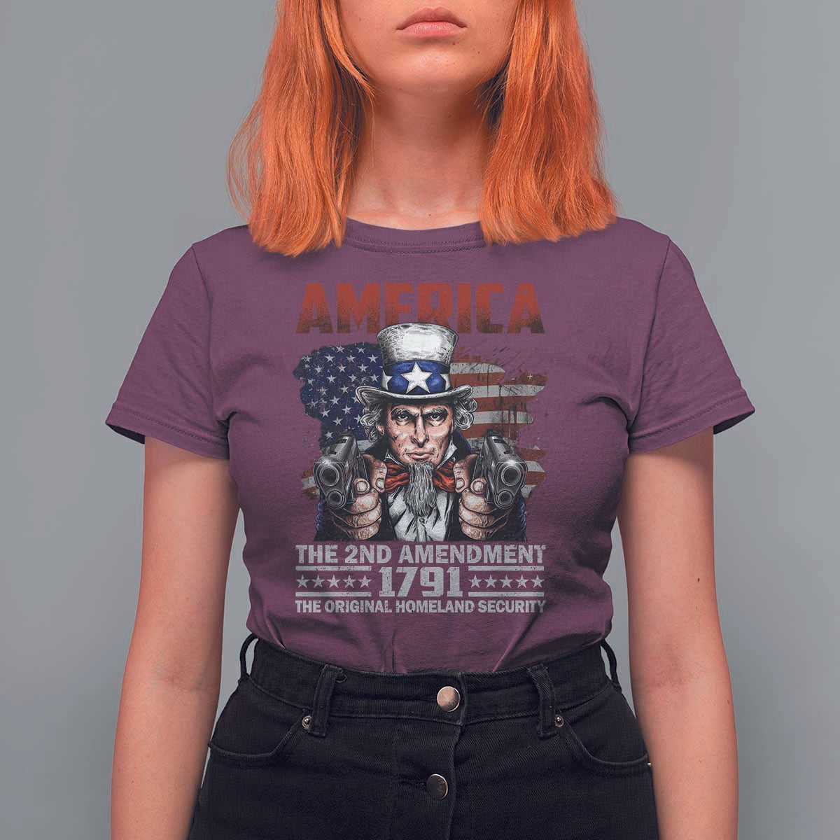 Funny The 2nd Amendment Uncle Sam T Shirt For Women America The Original Homeland Security - Wonder Print Shop