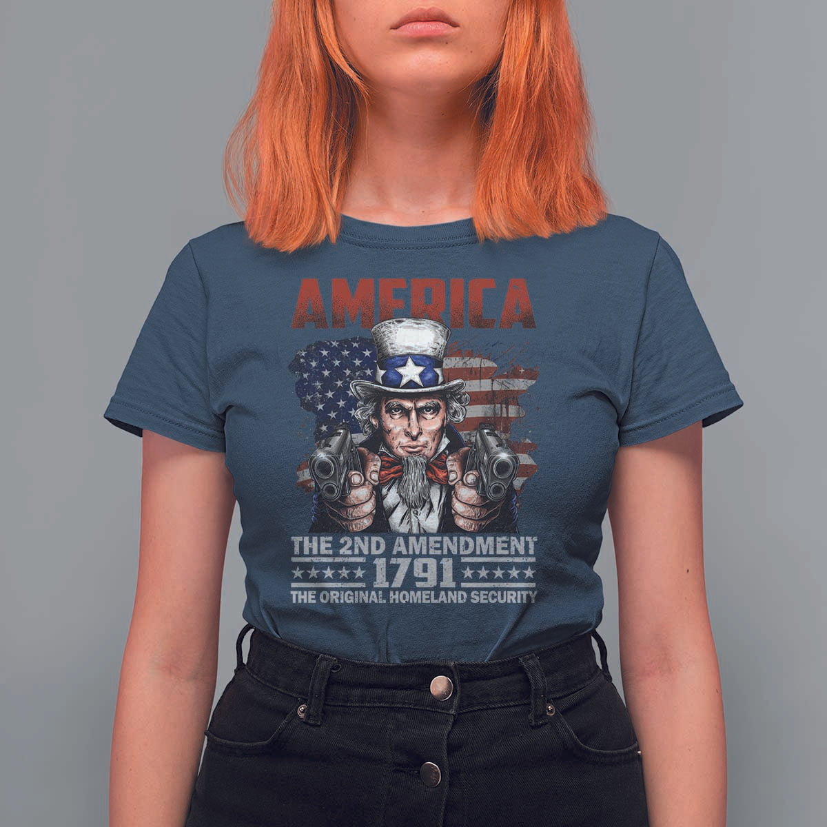 Funny The 2nd Amendment Uncle Sam T Shirt For Women America The Original Homeland Security - Wonder Print Shop