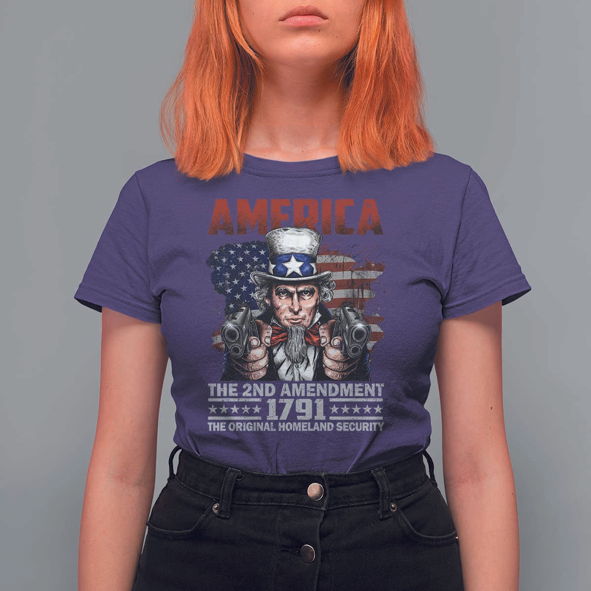 Funny The 2nd Amendment Uncle Sam T Shirt For Women America The Original Homeland Security - Wonder Print Shop